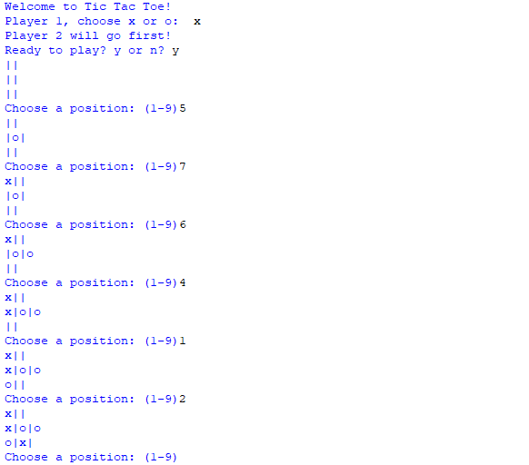 Tic-Tac-Toe (My first ever coding project).